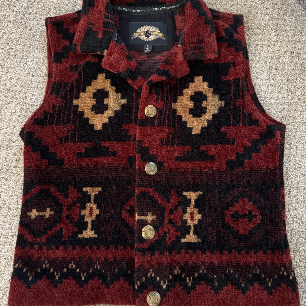 Vintage Style Vest, county clothing co, Cheyenne collection, made in Canada